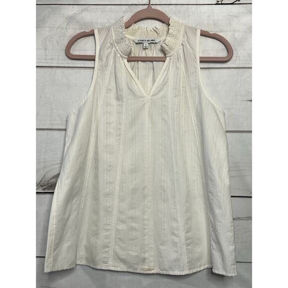Elizabeth and James Beige 100% Cotton V Neck Sleeveless Top Sz. S - Picture 1 of 6